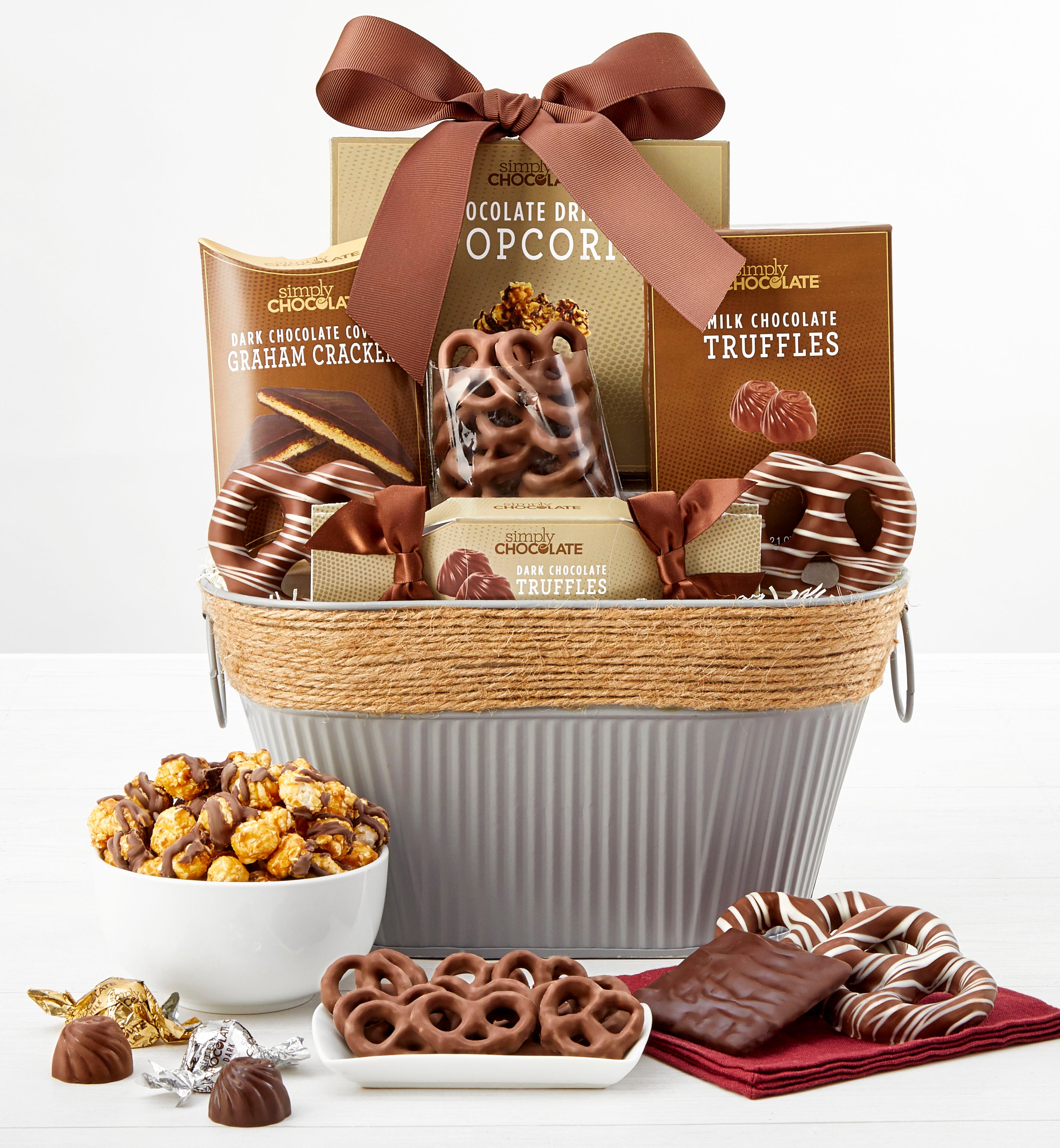 Simply Chocolate Snacking Favorites Basket Deluxe